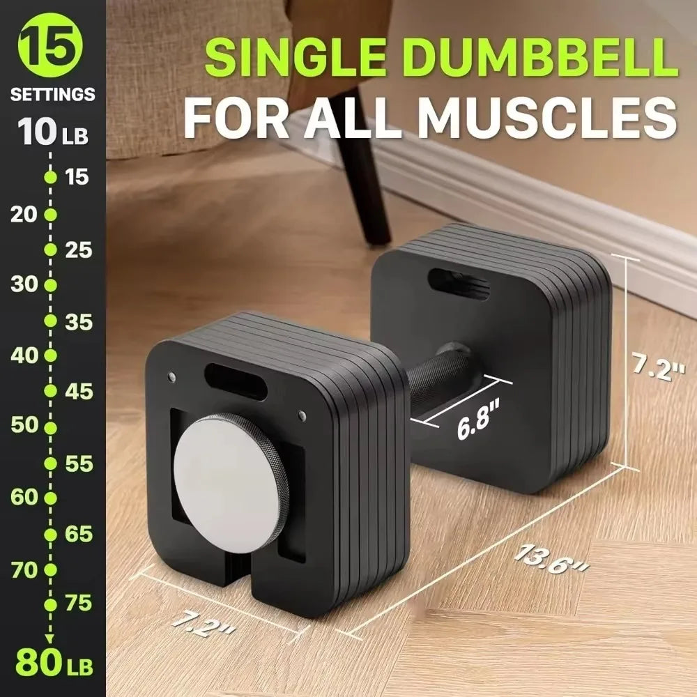 Adjustable Dumbbell Set 10-50lb Quick-Lock Weight Dumbbells
