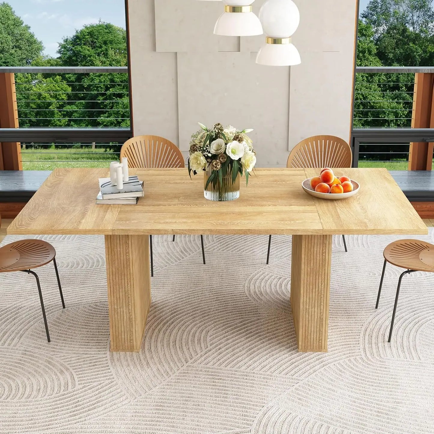 78 Inch Dining Table for 6 8 10, Modern Farmhouse Rectangular Kitchen Table