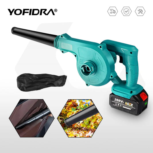 YOFIDRA Electric Air Blower Dust Cleaner 2 In 1 Cordless Handheld Garden Leaf Snow Cleaning Power Tool