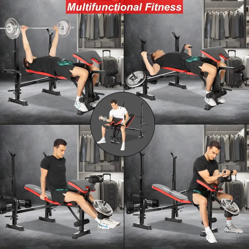 6 in 1 660lbs Weight Bench Set with Adjustable Incline