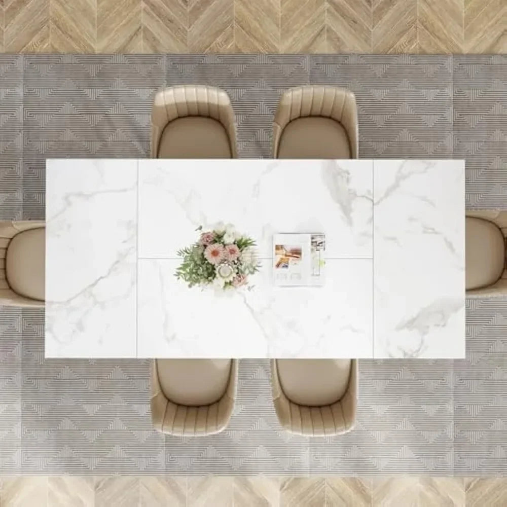 70.9" Dining Table for 6,White Dining Room Table