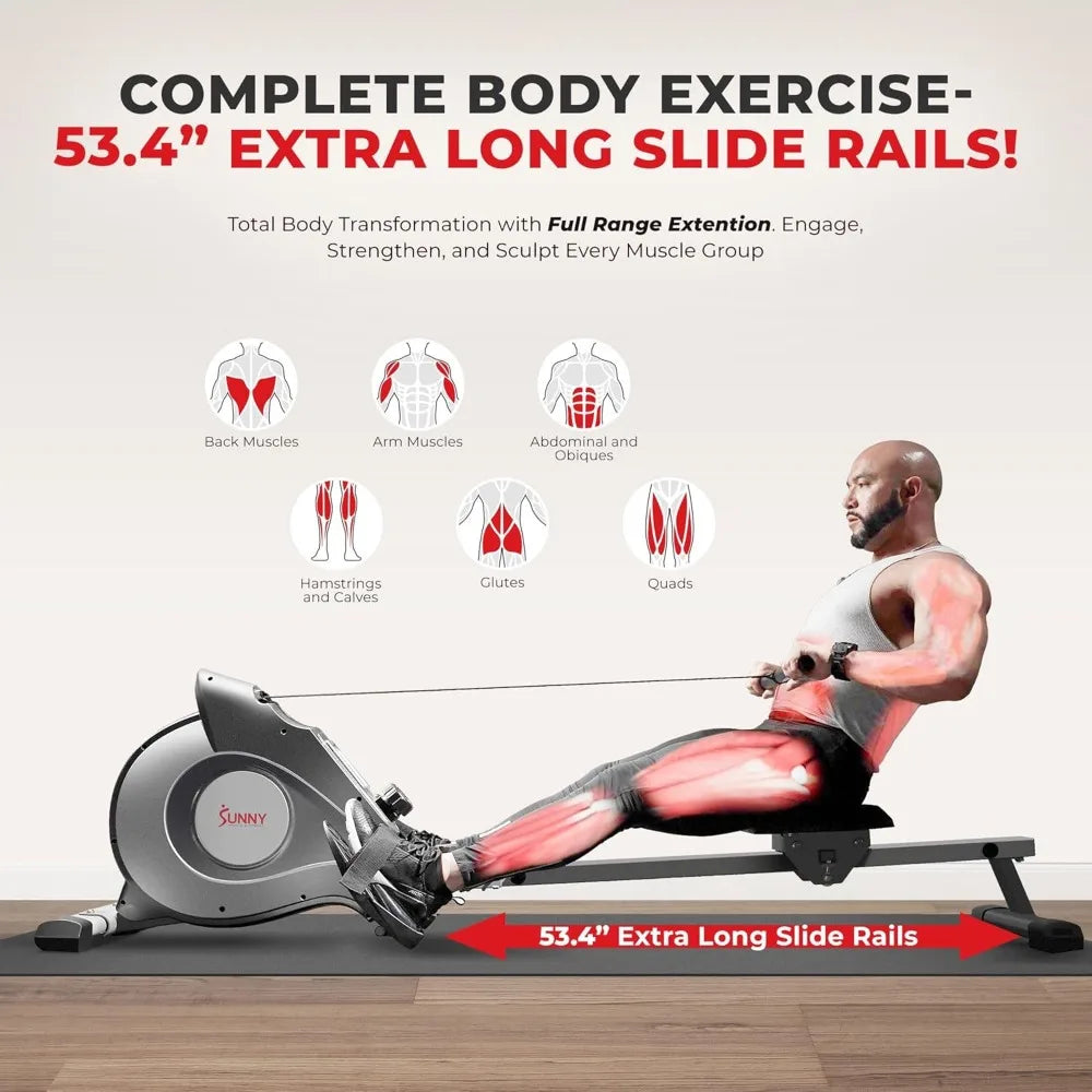 Sunny Health & Fitness Flip & Foldable Rowing Machine for Home