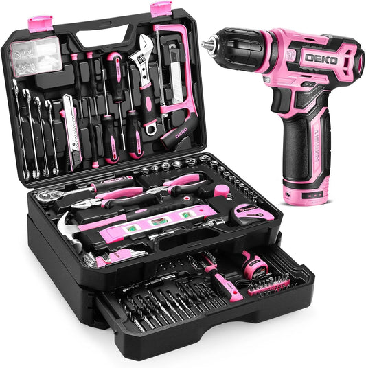 DEKO Home Mechanic Toolbox with 12V Power Cordless Drill