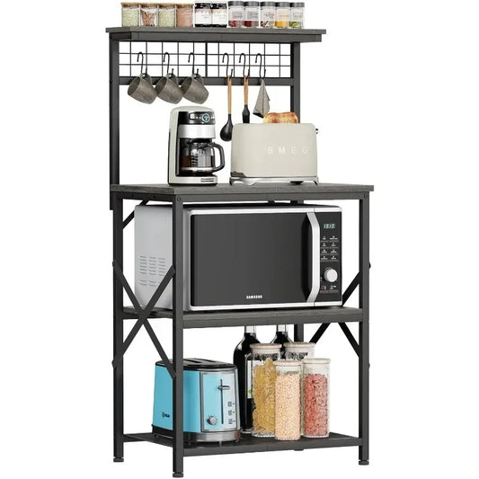 Kitchen Bakers Rack Microwave Stand with Storage 4 Tiers