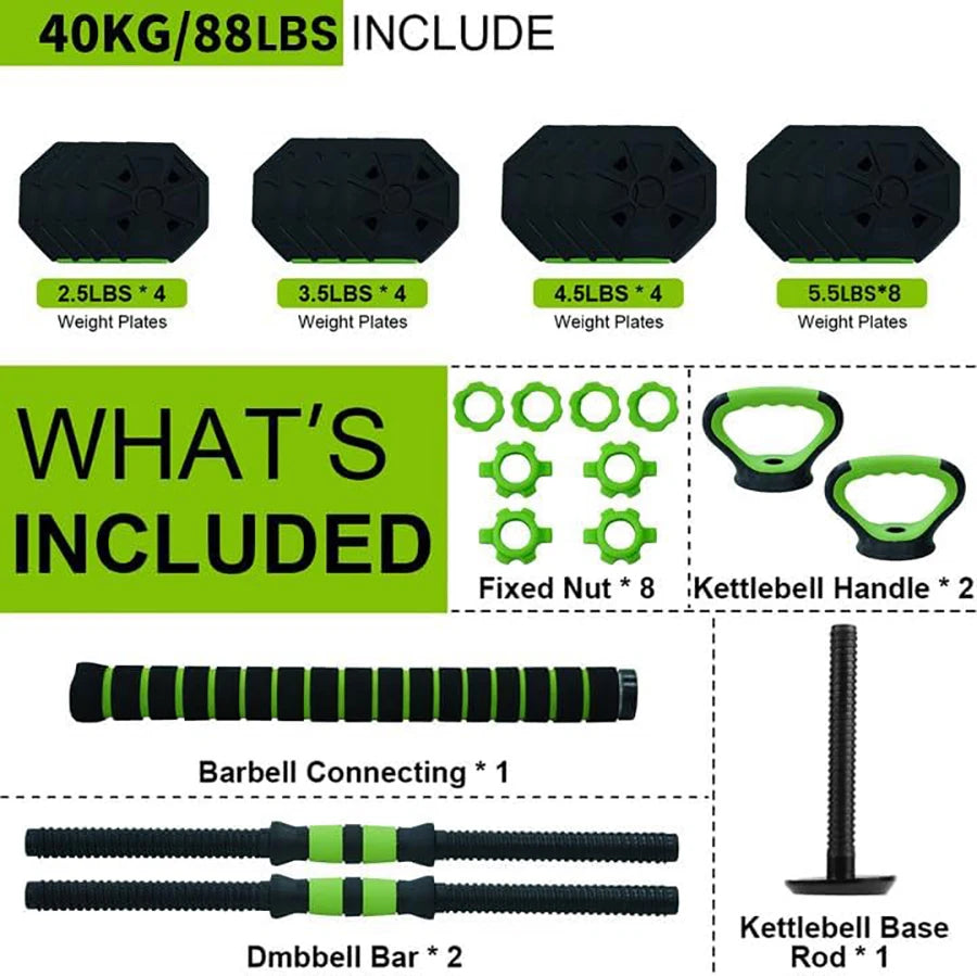 66lbs/88lbs Weight 4 in 1 Adjustable Kettlebell Set for GYM Home