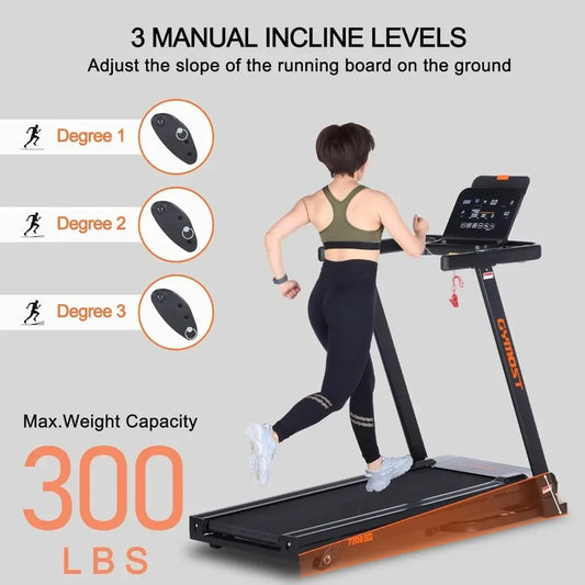 Running Machine Incline Treadmill 300 Pounds Weight Capacity Folding Electric Treadmill for Walking and Running Exercise