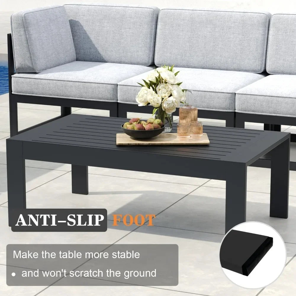 Metal Outdoor Conversation Sofa Set with Seating Cushions, Garden Sofas, 9 Pieces Aluminum Patio Furniture Set