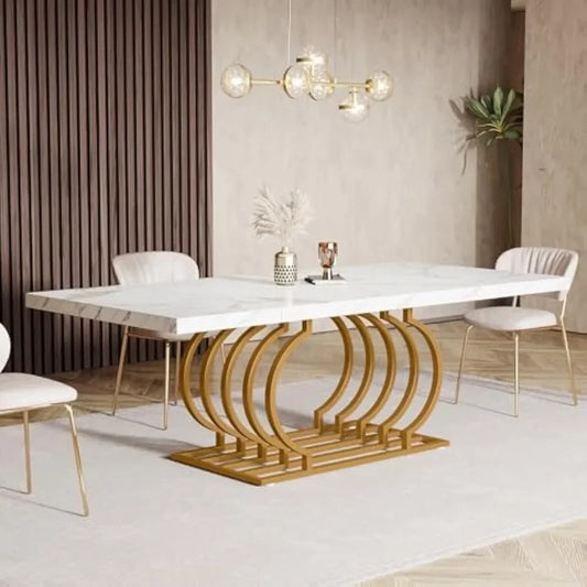 70.9" Dining Table for 6,White Dining Room Table