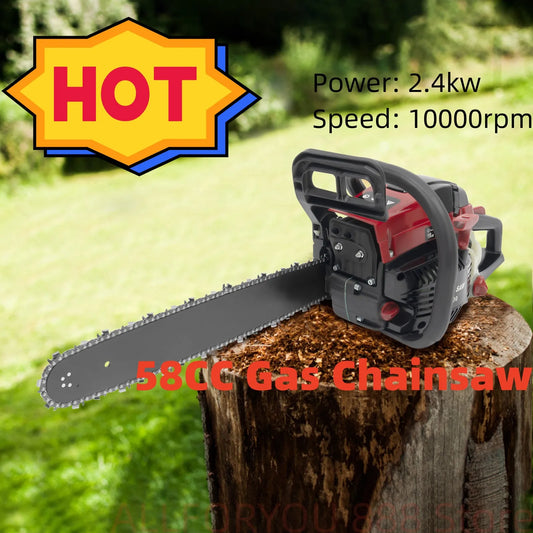 20 Inch 58CC Gas Chainsaw Gasoline Powered Chain Saw 2 Cycle Engine Single Cylinder