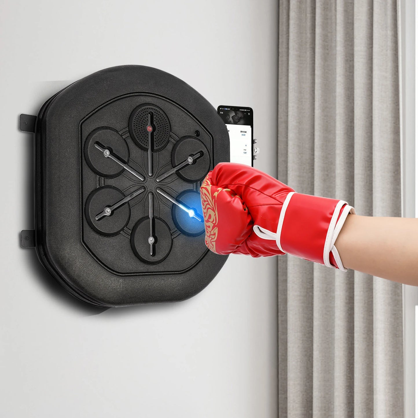 Music Boxing Machine Wall Mounted LED Light Boxing Equipment Bluetooth Smart Boxing Training for Home Gym