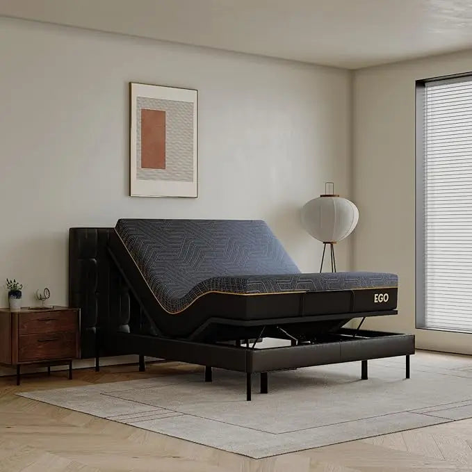 Adjustable Bed Frame King and 14 Inch Copper Gel Memory Foam Mattress Set, Metal Foldable Bed with Remote, Adjustable Bed Frame
