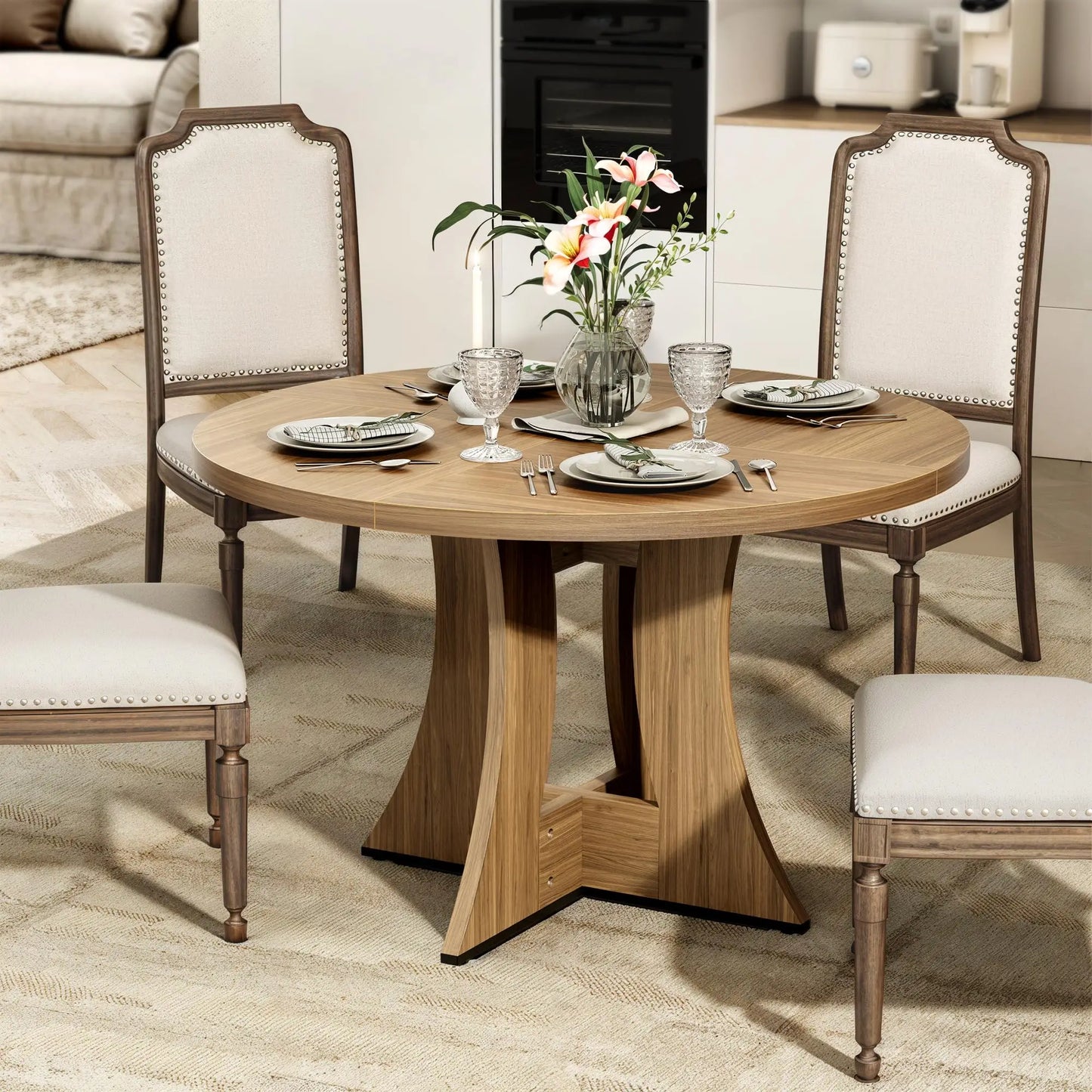 47.24" luxurious Round Dining Table for 4