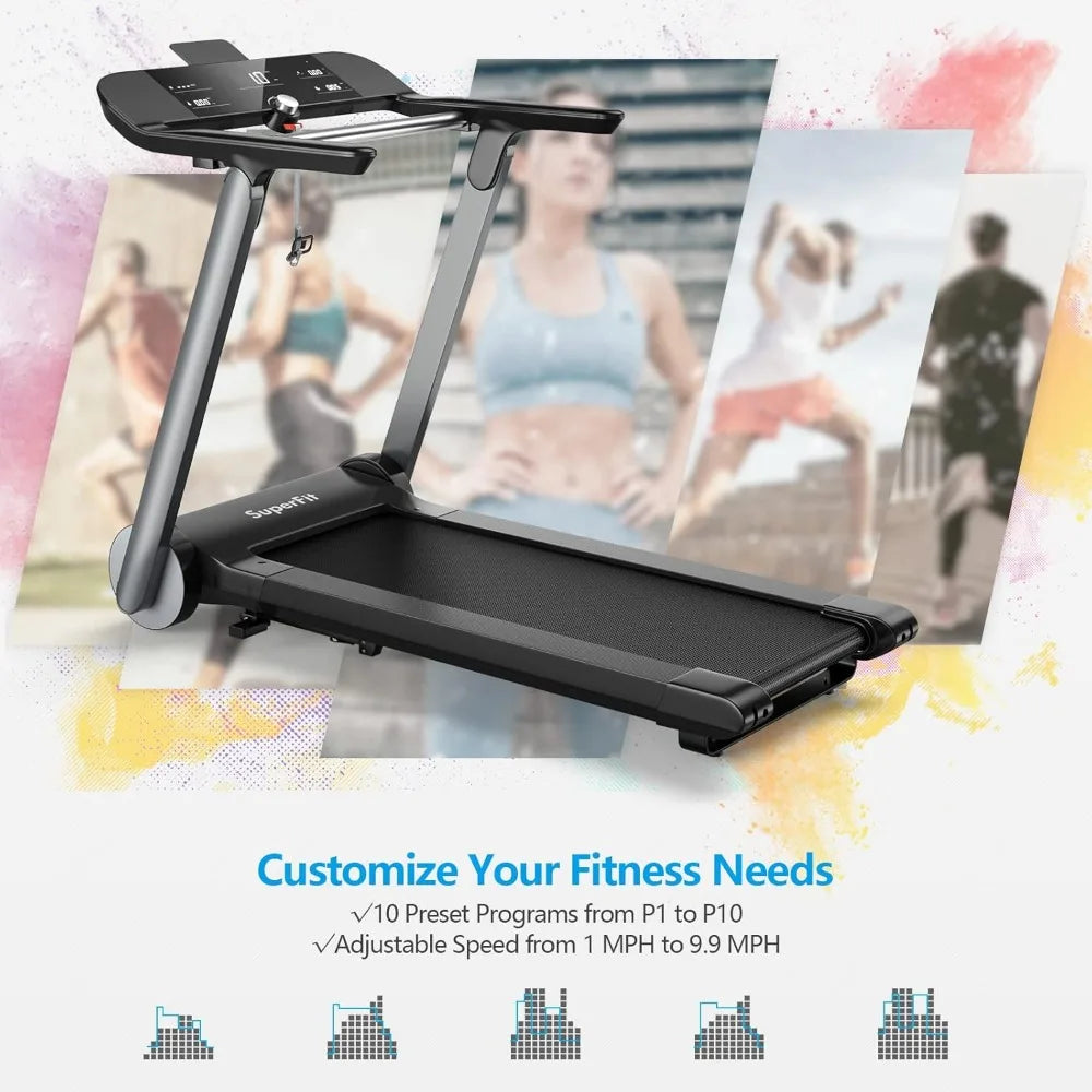 Folding Treadmill for Gym with Heart Rate Belt and Bluetooth
