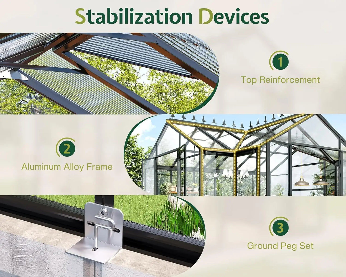 Chalet Greenhouse 12x10x8 FT with Quick-Connect Fittings with 2 Vents