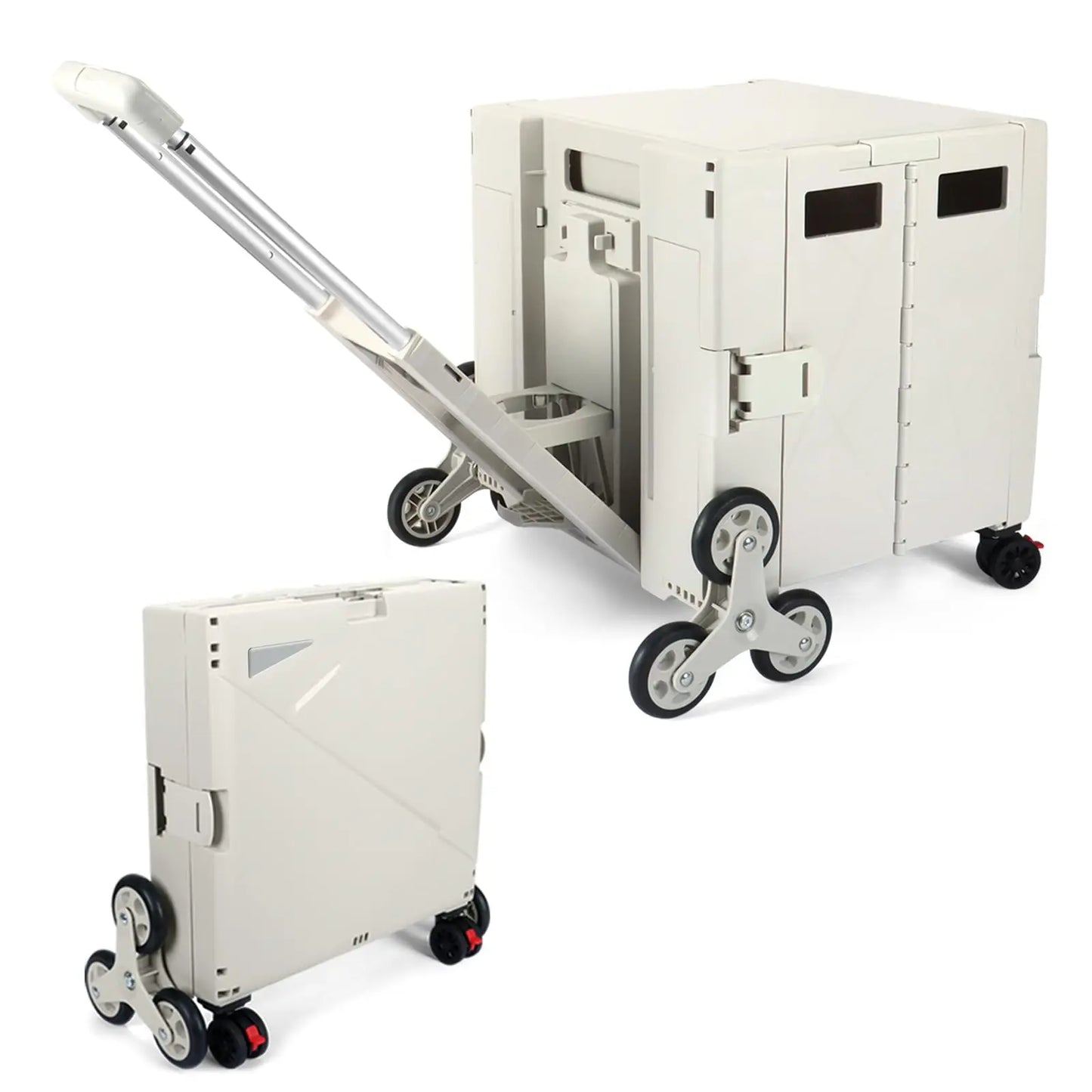 SELORSS Folding Shopping Cart Camping Trolley Vegetable Basket Trolley with Stair Climbing Wheels Large Capacity Utility Cart