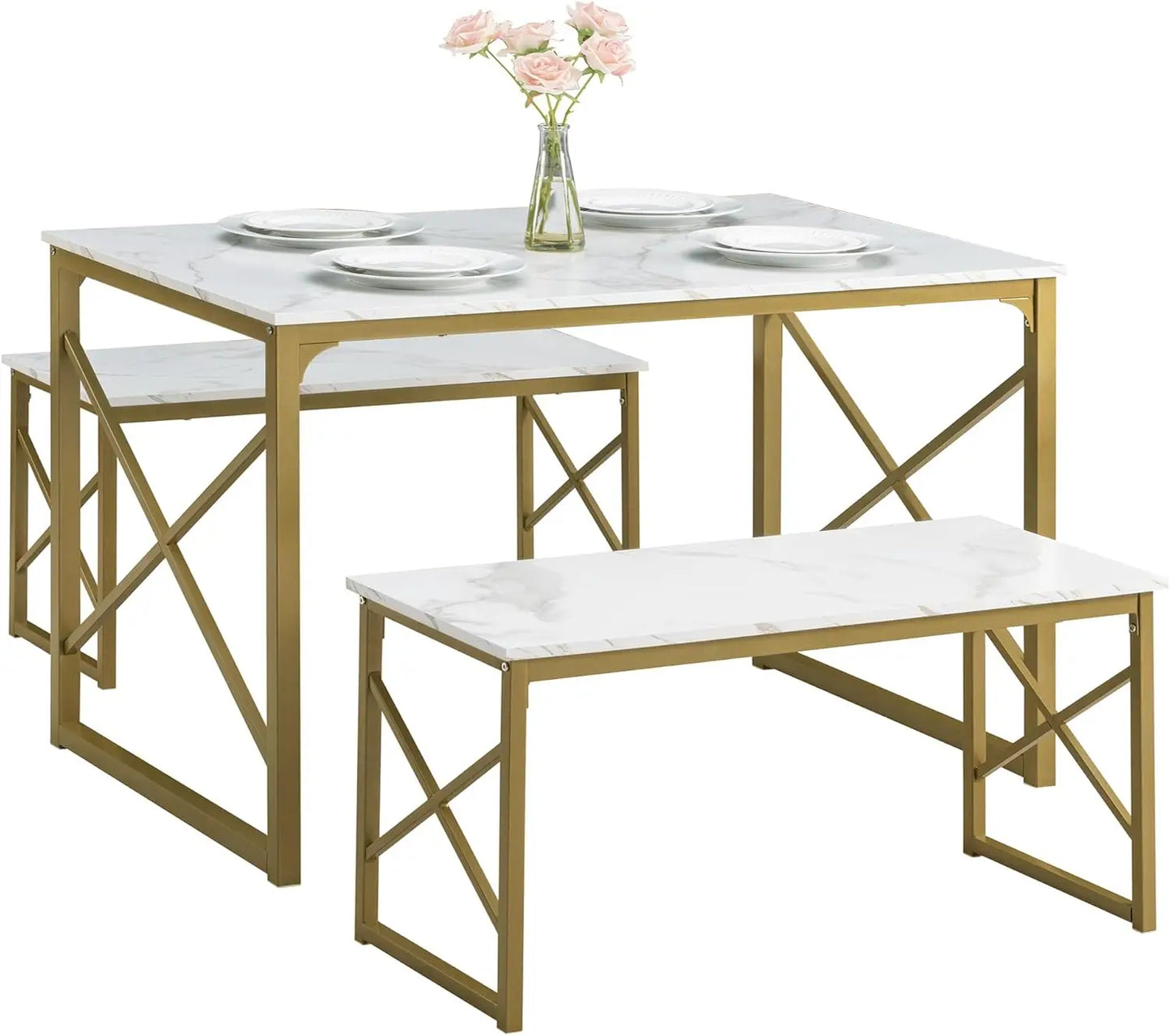 Kitchen Table with 2 Benches for 4