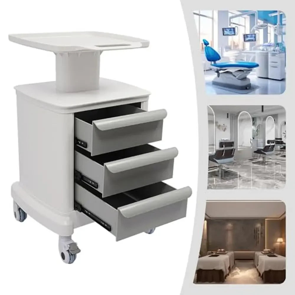 Rolling Utility Cart 3-Drawer Medical Beauty Trolley Salon Office Lab Storage Wheels