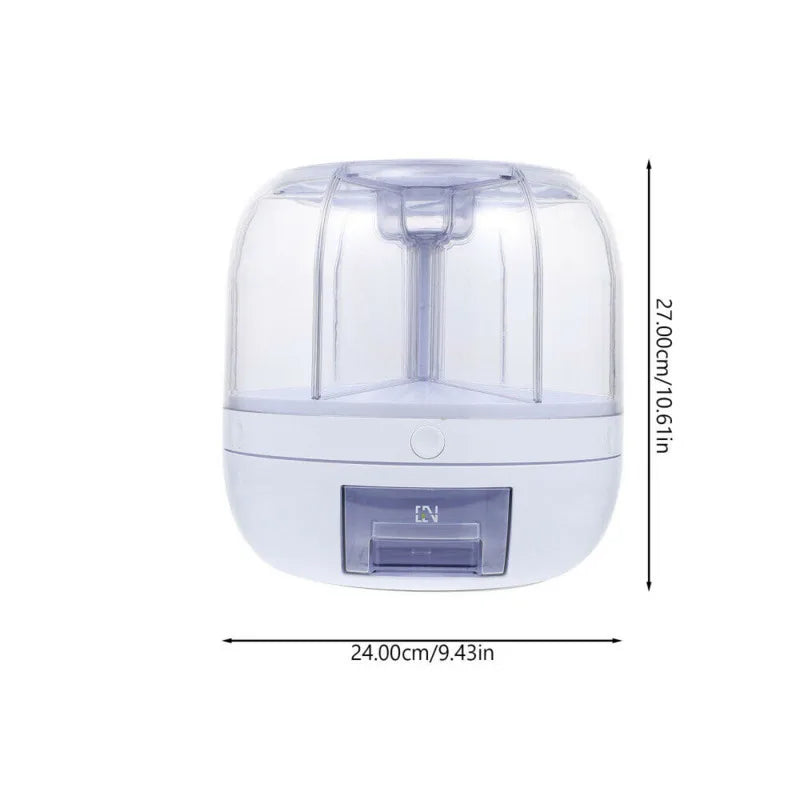 Rice Storage Container Cereal Dispenser 6-grid 360° Rotating Bucket Sealed Tank Grain Box Kitchen Accessories