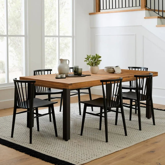 Dining Table for 6 Acacia Wood Indoor Outdoor Home Kitchen Table