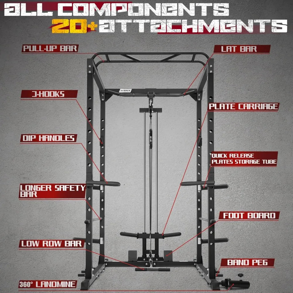 All-in-One Squat Rack Power Cage 1000 LBS Capacity Fitness