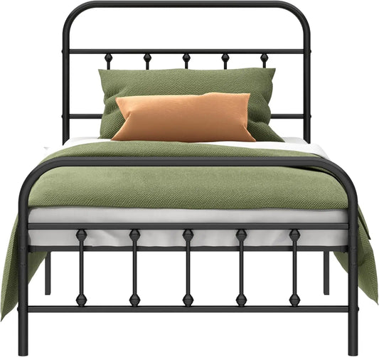 Metal Bed Frame - Structurally Stable Heavy Duty Steel Slat Supported Twin Bed Frames
