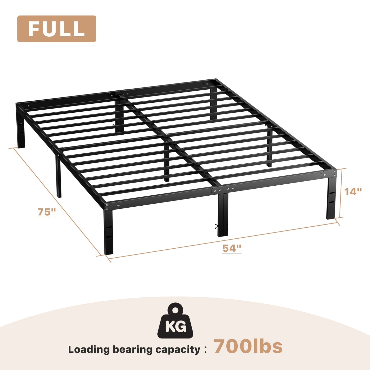 JHK Basic Twin Full Queen King Size Bed Frame Metal Platform Bedroom Frames