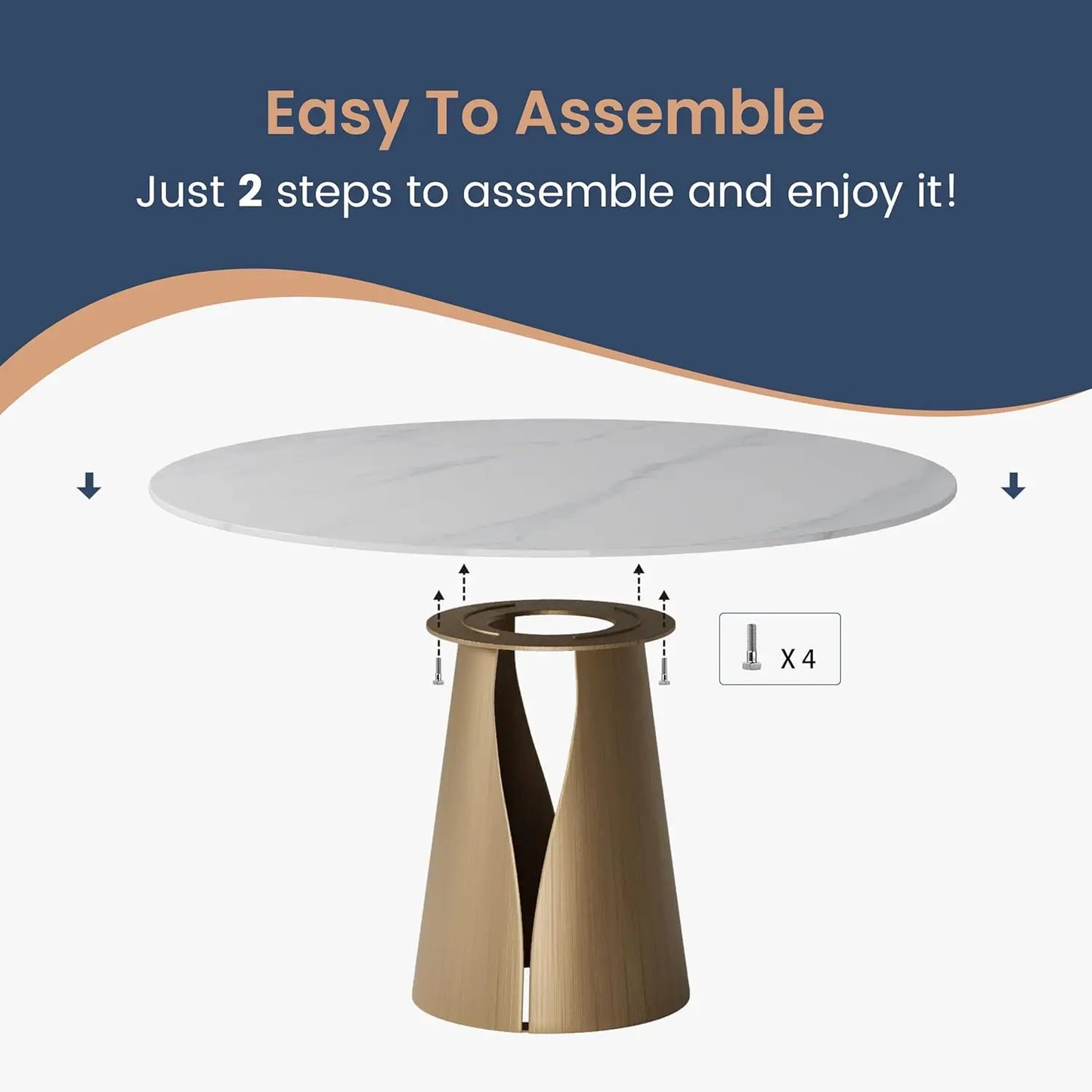 Round Dining Table for 6 Modern Marble Dining Room Table 60"