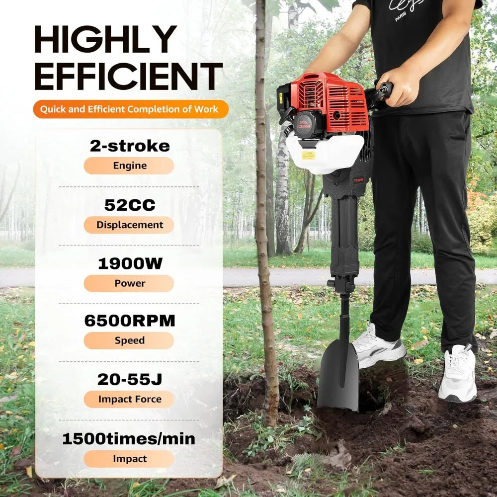 Trench Digger, 52CC 2 Stroke Gas Powered Garden Tree Digger.