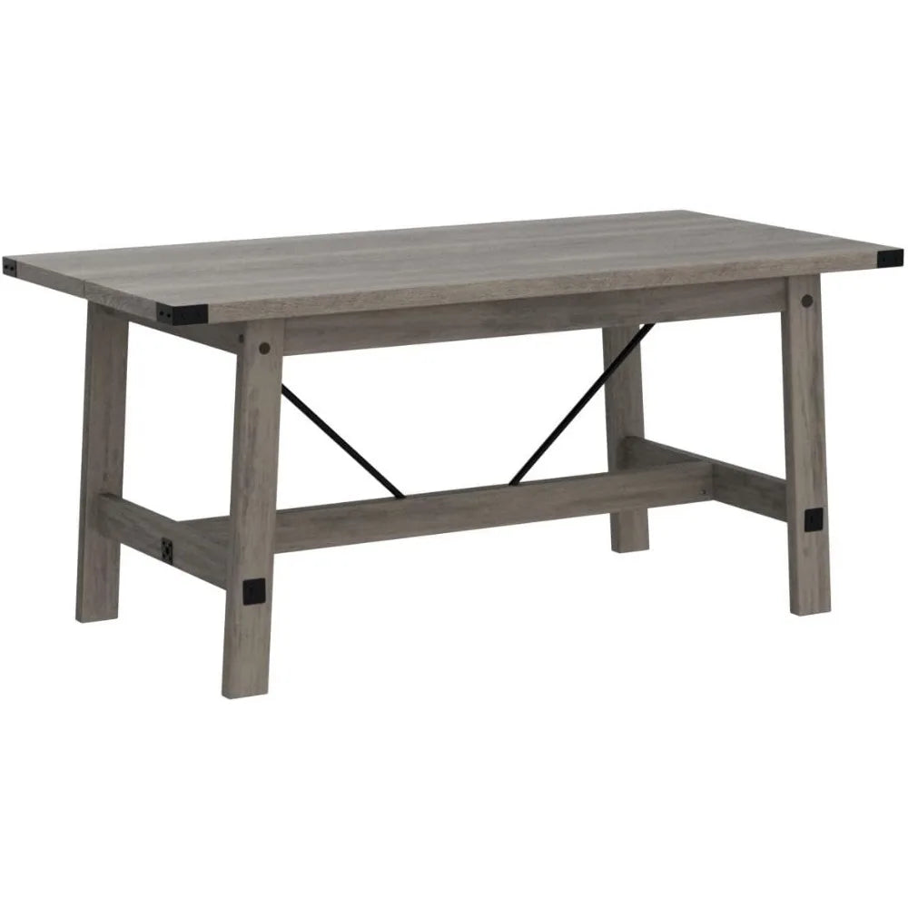 4-6 Person Farmhouse Dining Table with Heavy Duty Wooden Legs