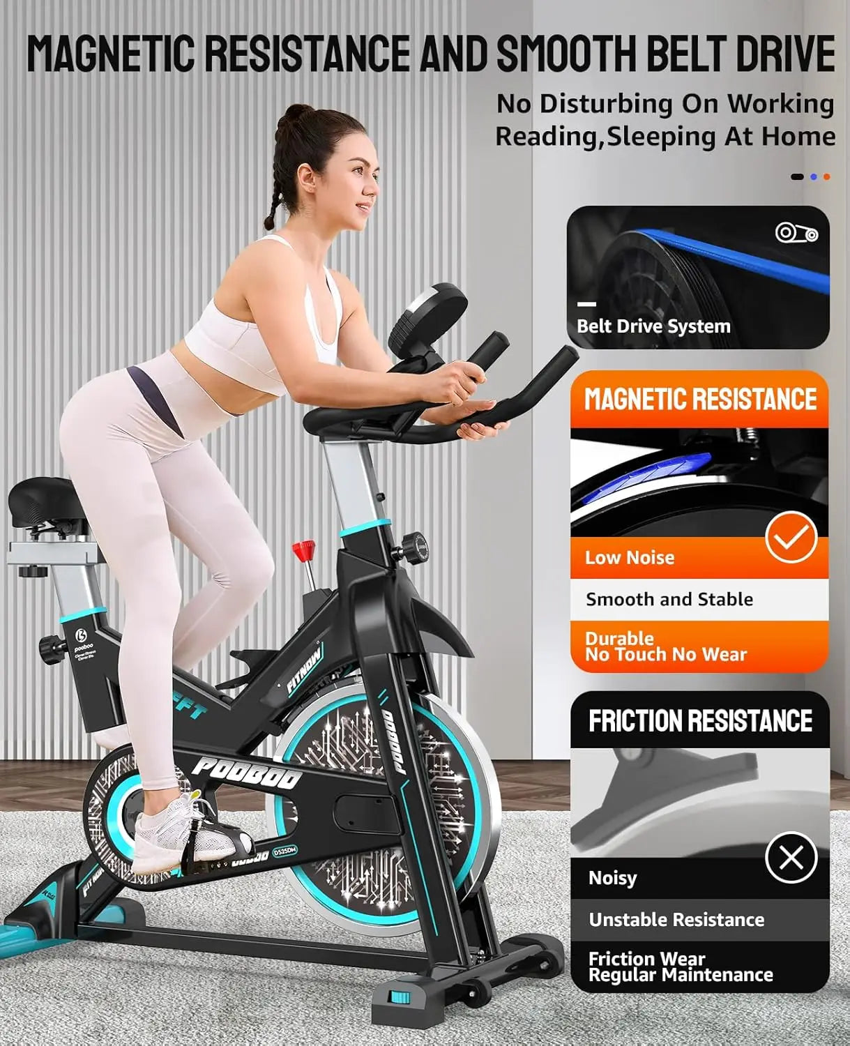 Adjustable Magnetic Brake Pad Resistance Indoor Cycling Bike