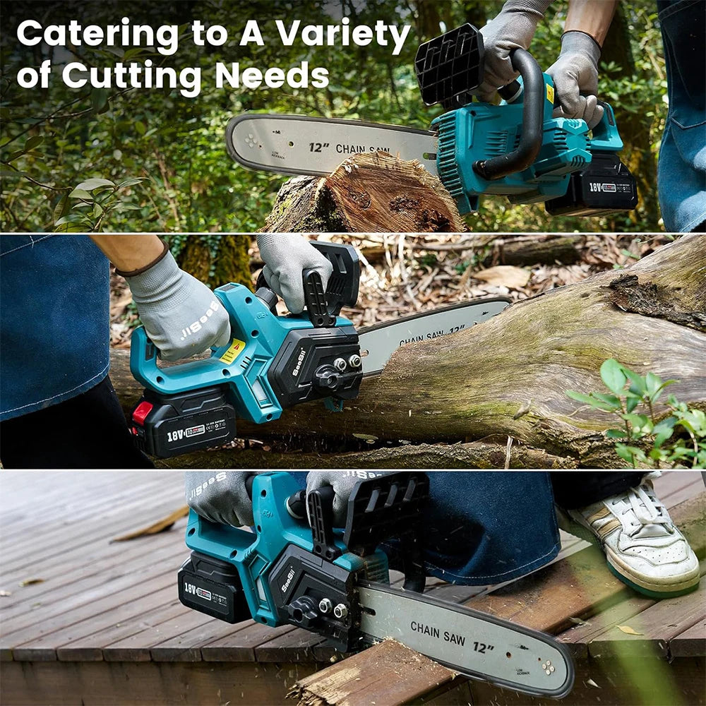 Seesii 12'' Brushless Electric Chainsaw Cordless Chain Saw