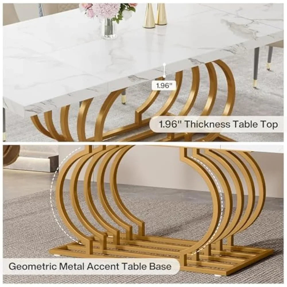 70.9" Dining Table for 6,White Dining Room Table