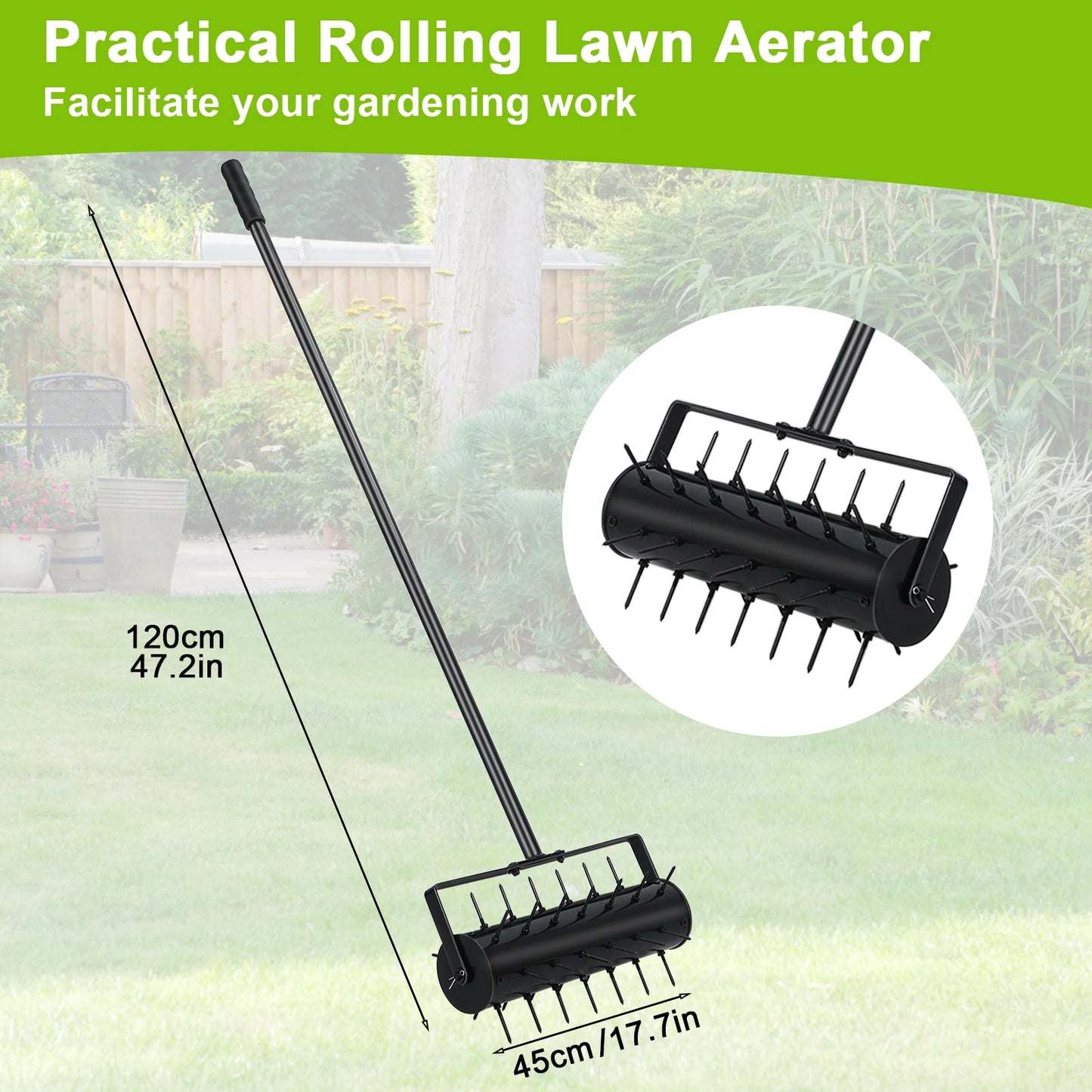 Lawn Aerator, Hand Aerator Lawn Tool, Heavy Duty Spike Soil Aeration