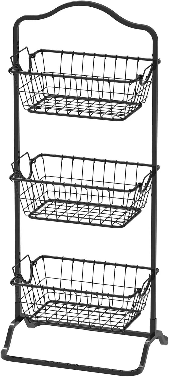 Wire Market Fruit Basket Stand, Great for storing fruits, vegetables, toiletries and household items in kitchen