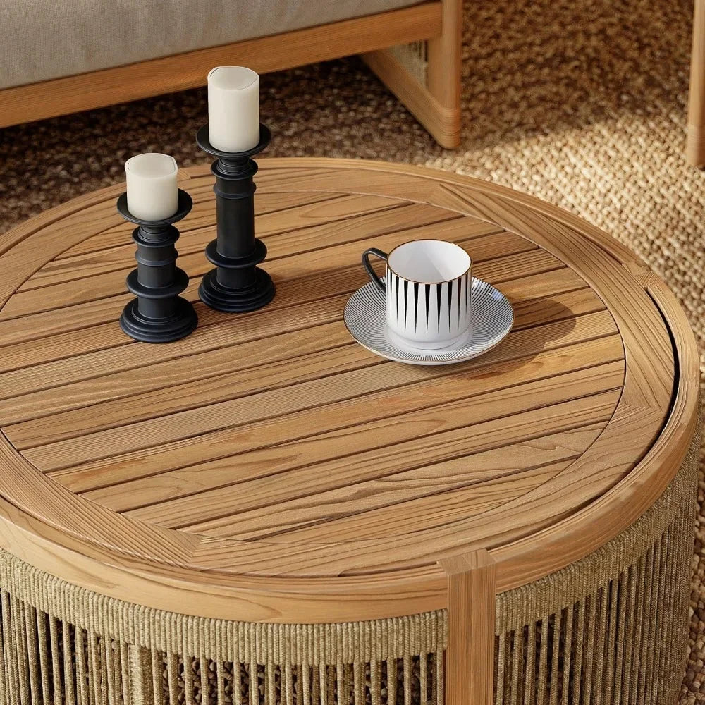 4-Piece Teak & Woven Rope Outdoor Sofa Set