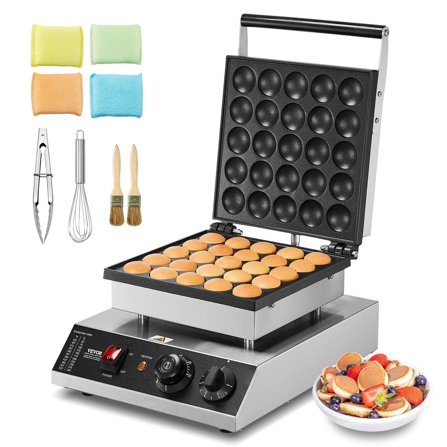 VEVOR 25PCS Electric Waffle Maker Mini Dutch Pancake Maker Dorayaki Machine Waffreras Kitchen Home Appliance Snack Gaufriers