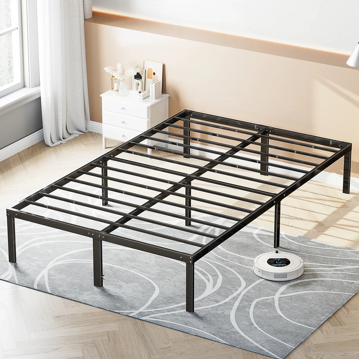 JHK Basic Twin Full Queen King Size Bed Frame Metal Platform Bedroom Frames