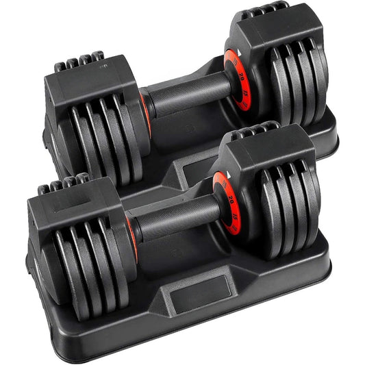 25/55 Lbs Pair Adjustable Dumbbell Set for Home Workouts