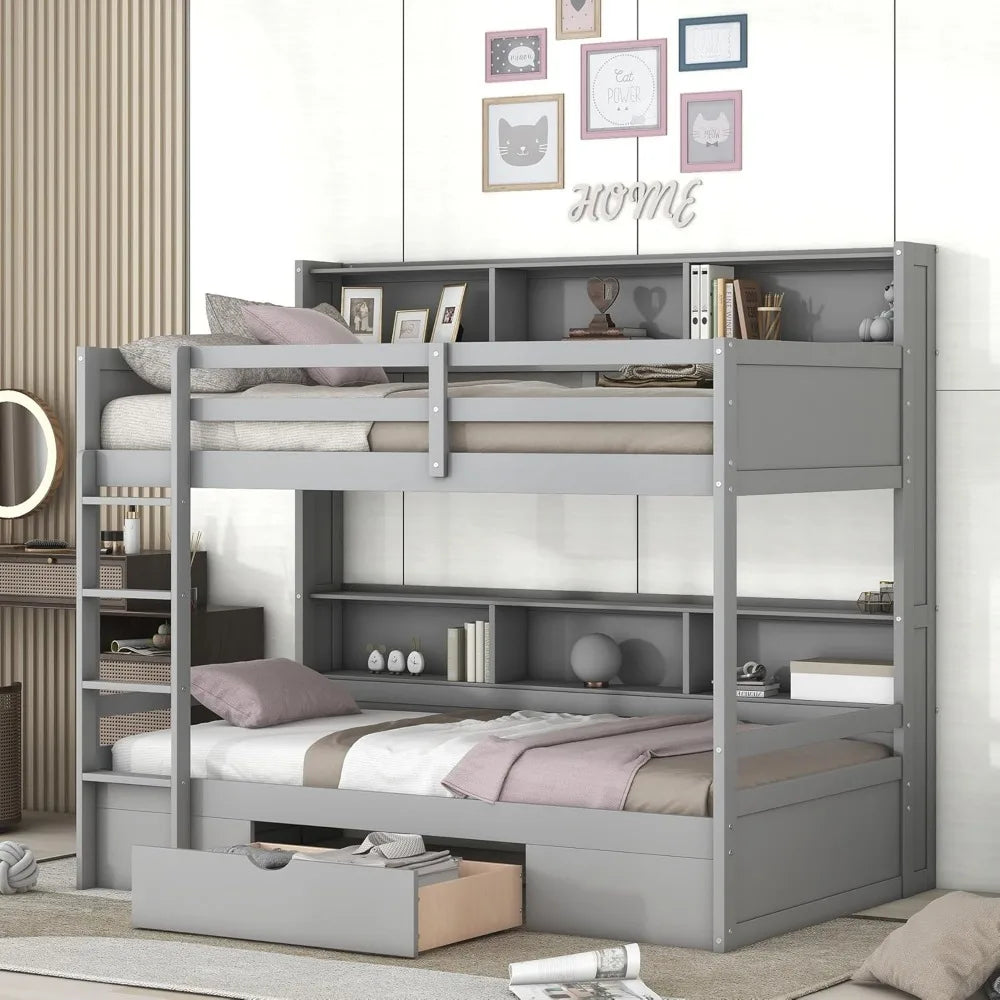 Harper & Bright Designs Twin Over Twin Bunk Bed with Storage Drawer