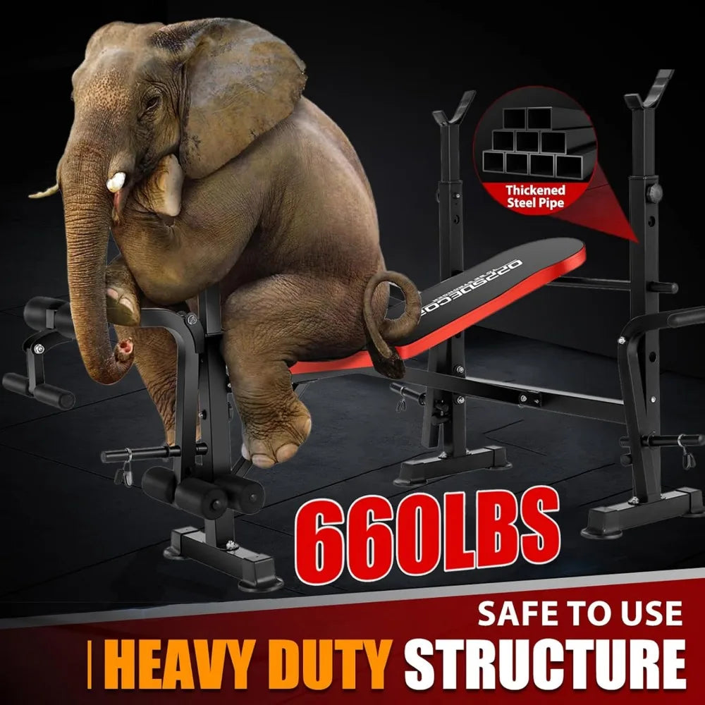 6 in 1 660lbs Weight Bench Set with Adjustable Incline
