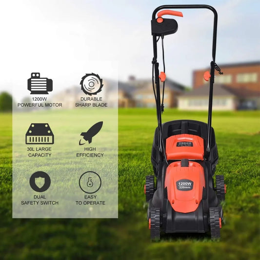 Lawn Mower, 14 Inch 2-in-1 Electric Lawn Mower with Grass Collection Bag