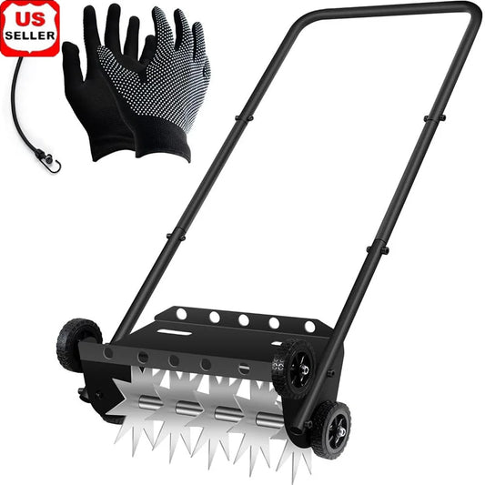 Push Spike Aerator Lawn Tool Heavy Duty 18 Inch Aeration Equipment