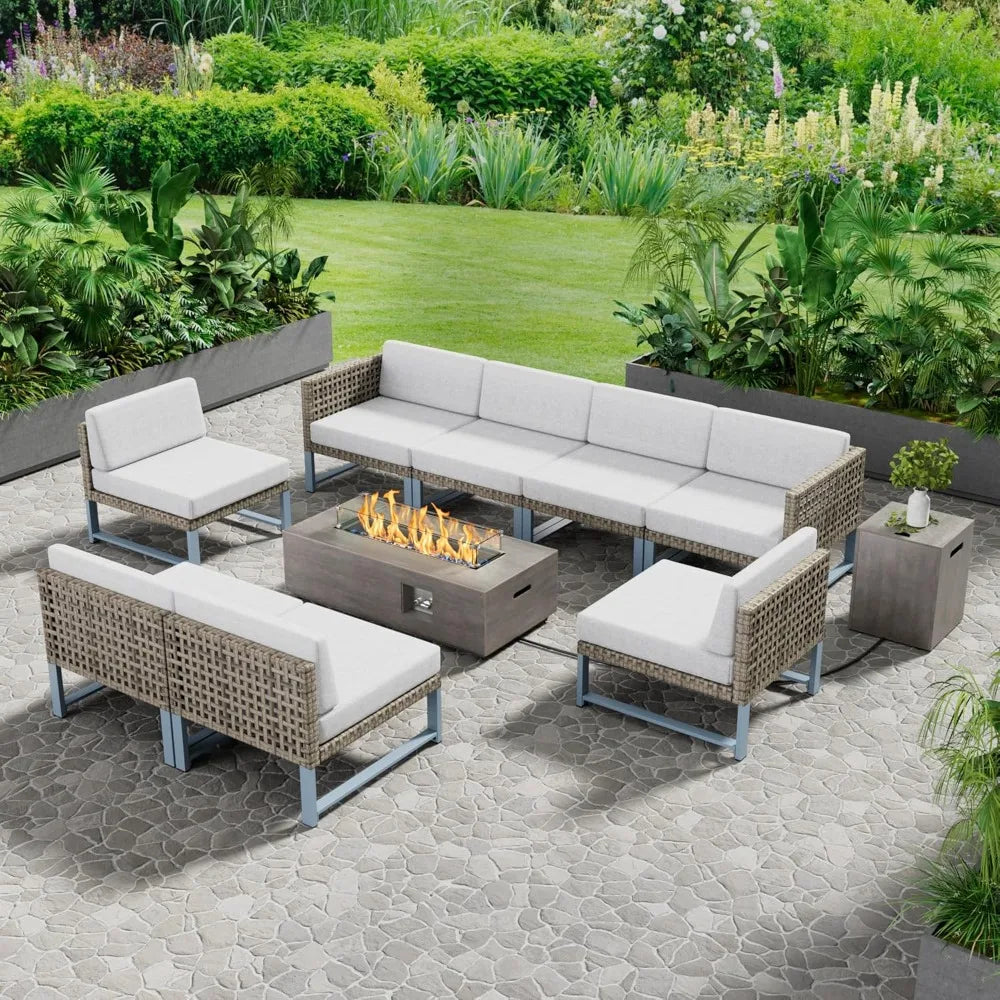 Patio Furniture Set Outdoor Furnitures Sectional Couch Fire Pit Table and Chairs Set