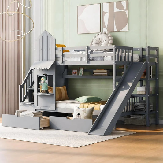 Harper & Bright Designs Twin Over Twin Bunk Bed with Stairs