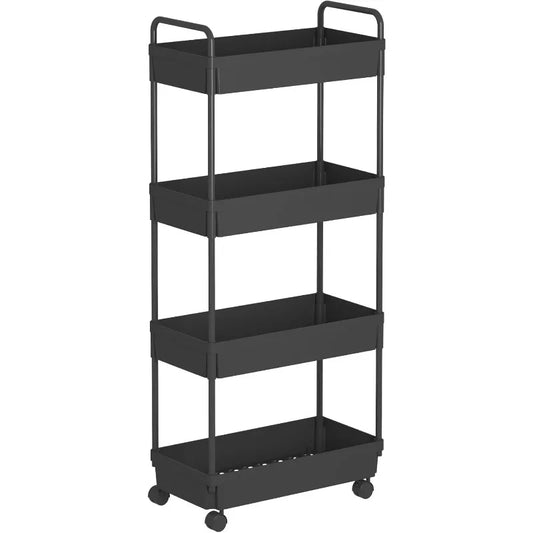 Rolling Storage Cart 4 Tier Organizer Mobile Shelving Unit for Kitchen Bathroom Laundry