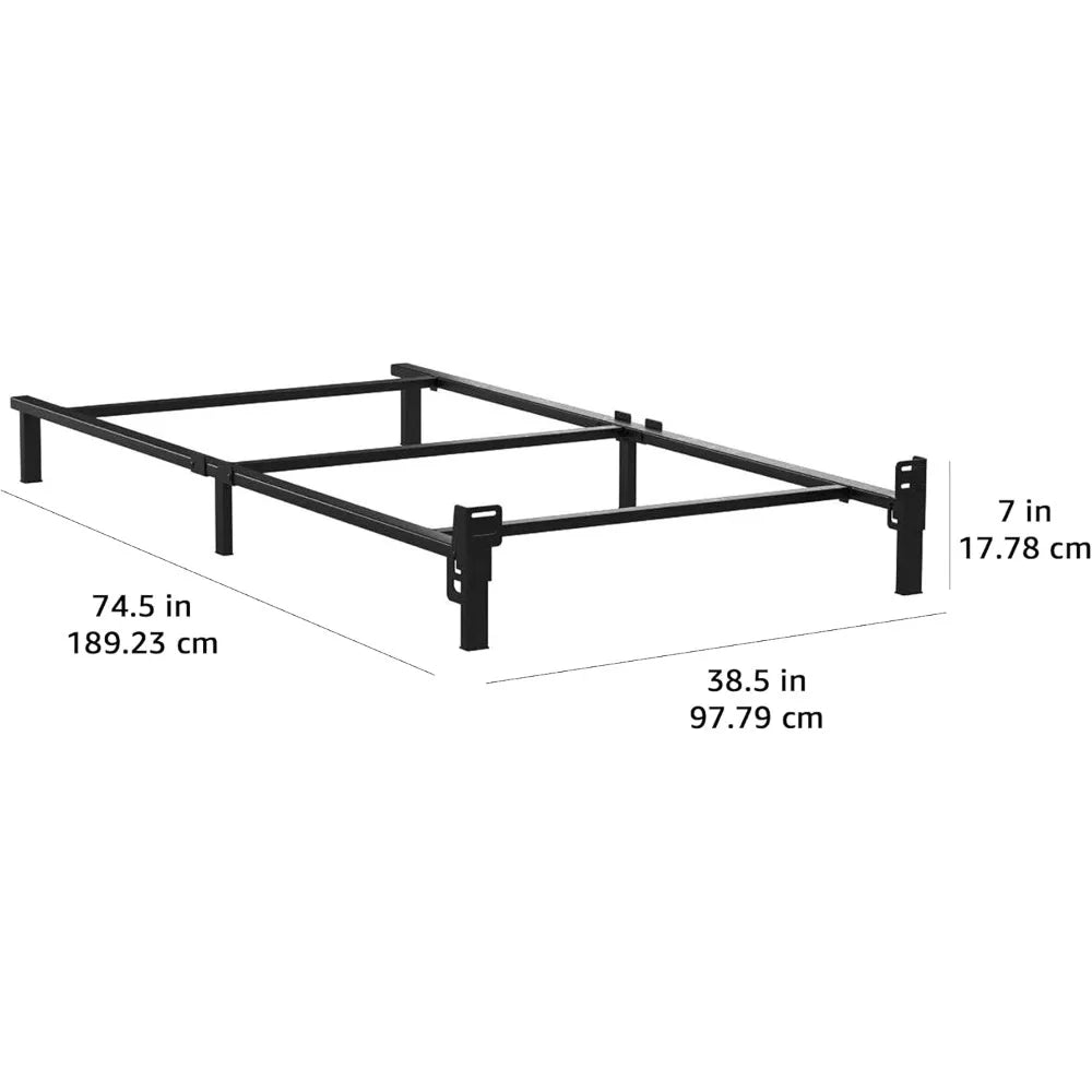 Metal Twin Size Bed Frame, 6-Leg Base for Box Spring and Mattress Support