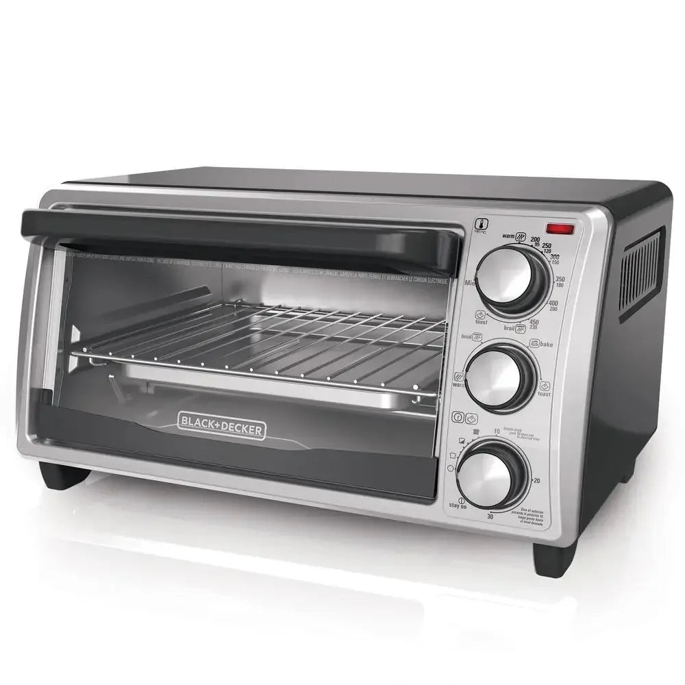 4 Slice Toaster Oven Even Toast Technology 9 Inch Pizza Compact Kitchen Appliance Baking Broiling Toasting Timer Removable Crumb