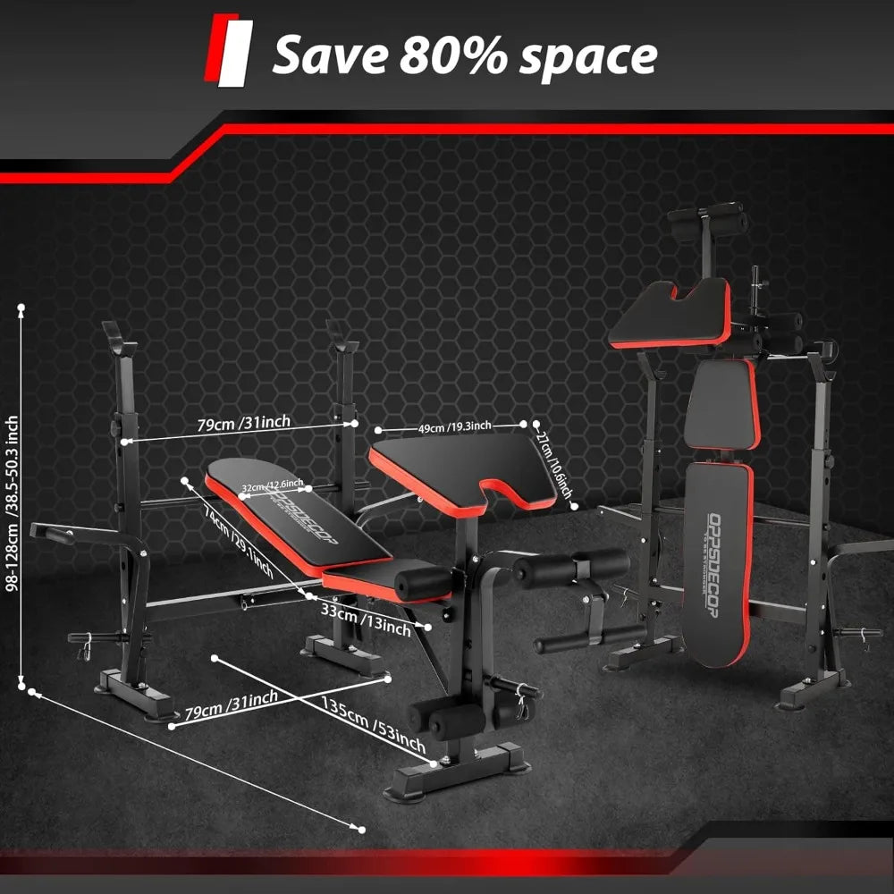6 in 1 660lbs Weight Bench Set with Adjustable Incline