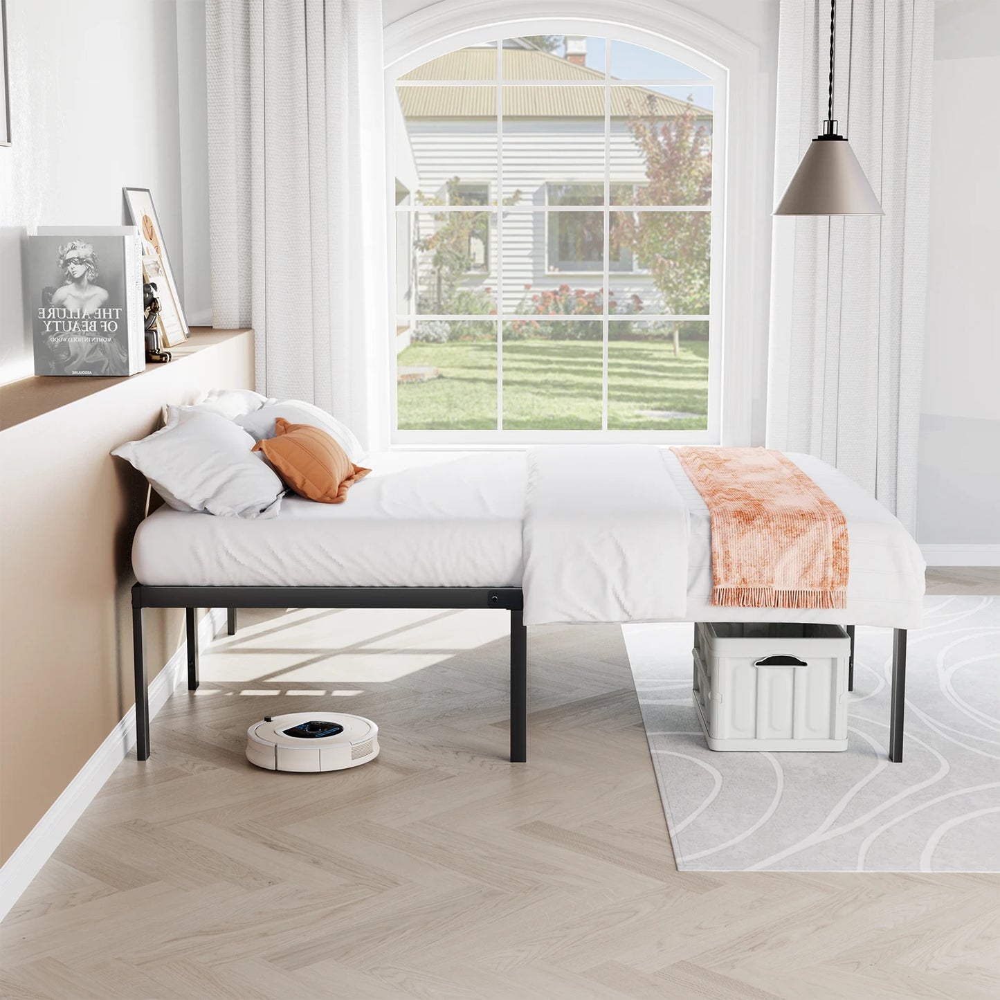 JHK Basic Twin Full Queen King Size Bed Frame Metal Platform Bedroom Frames