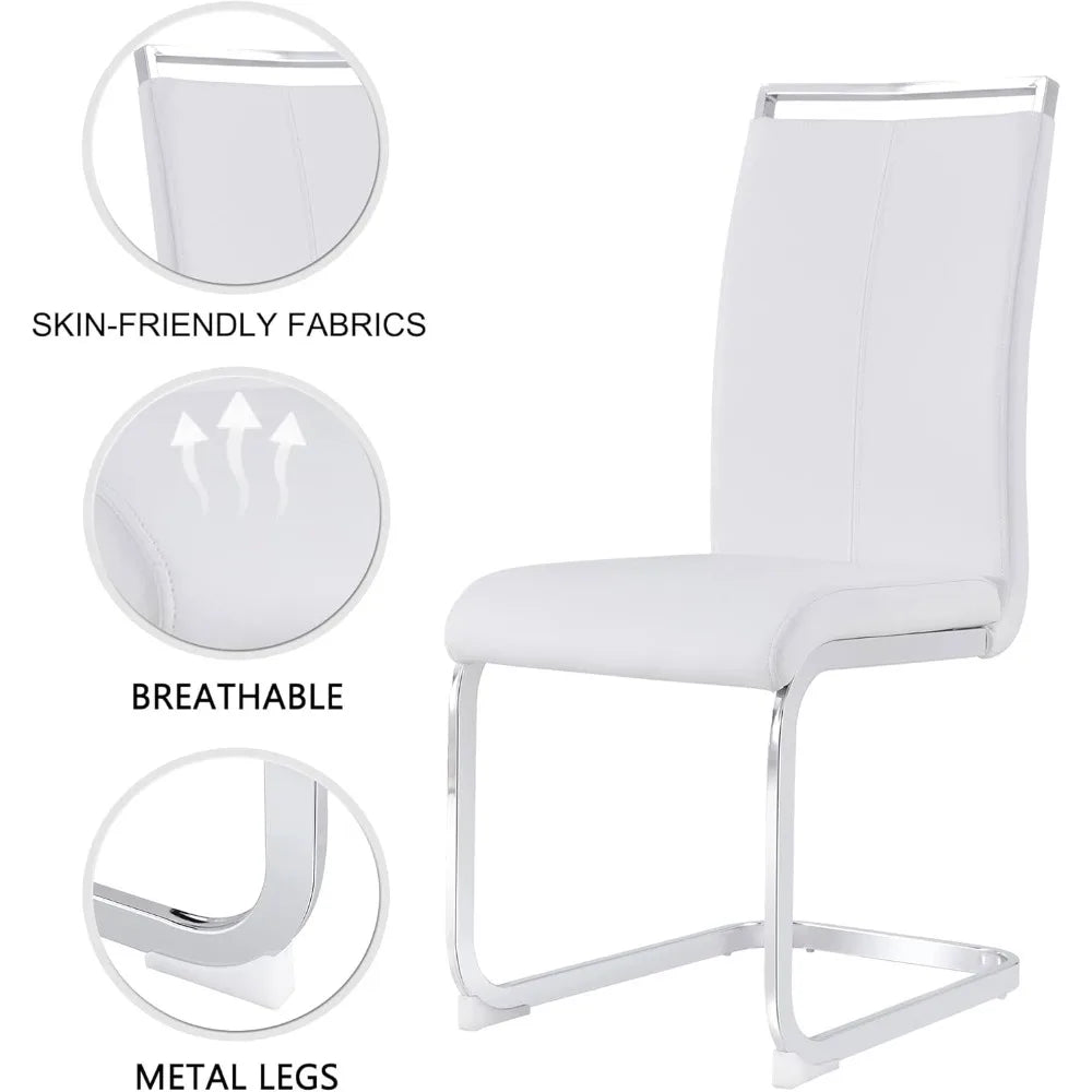 Dining Table Set with Rectangular Kitchen Table and 4 Leather Dinner Chairs